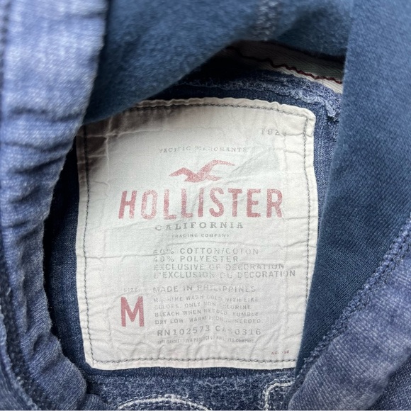Hollister SoCal Logo Navy Hoodie Medium TRUE Y2K 2000s Pullover - Picture 3 of 6
